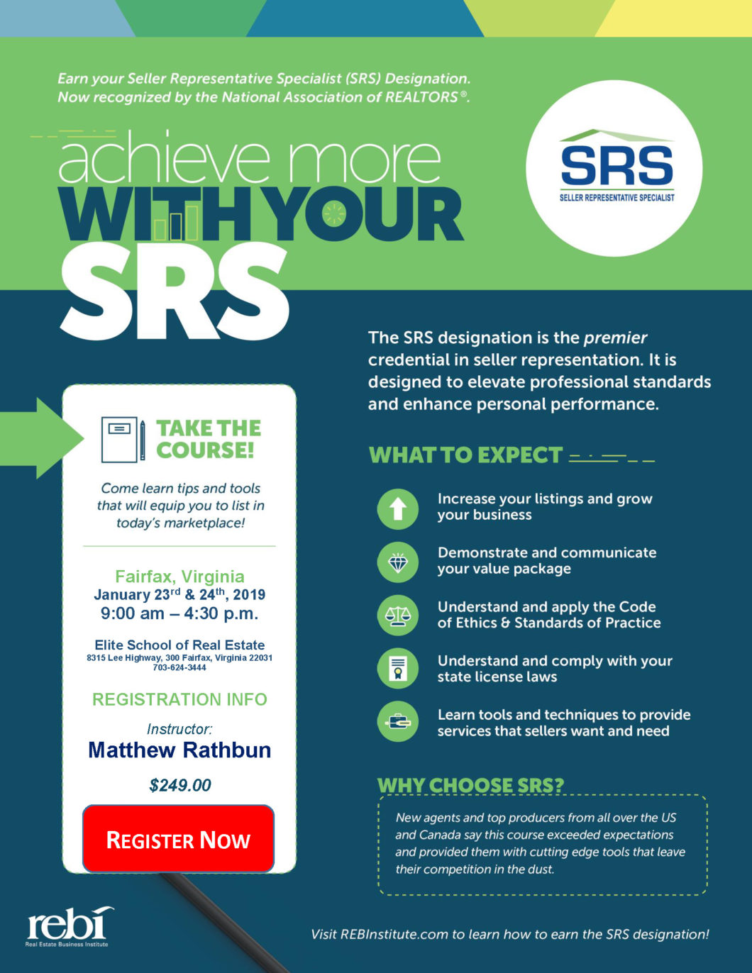 SRS Course Flyer Elite School of Real Estate SRS Course Flyer Elite School of Real Estate